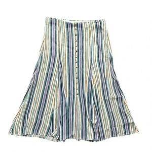 Anthropologie Maeve Freya Midi Skirt Button Front Striped Multicolor Size 4P